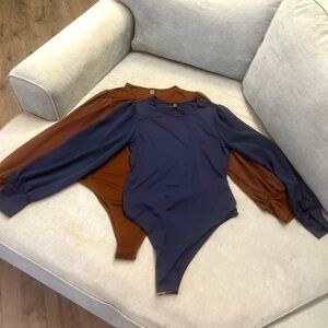 SHEIN Navy and Brown Women's Bodysuit